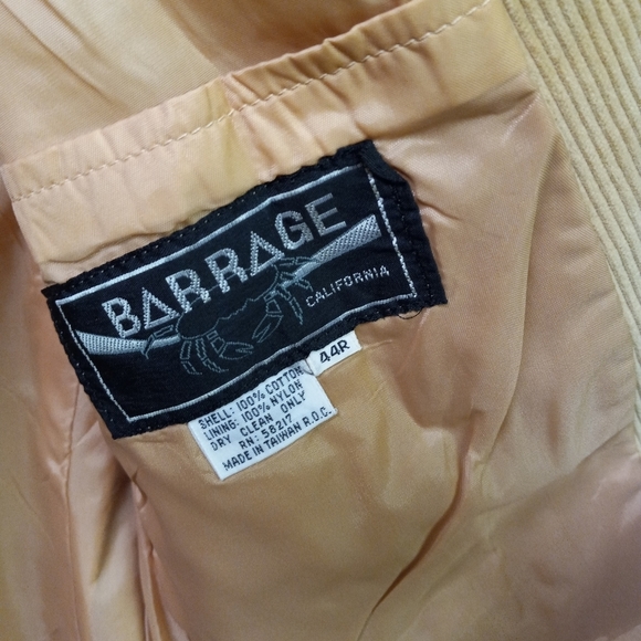 BARRAGE Western Sports Coat/ Blazer Corduroy Beige Padded Elbows 44R - Picture 3 of 9